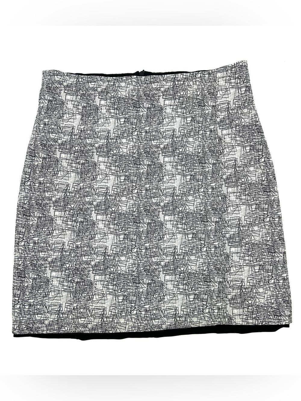MM Lafleur Crosby Pencil Skirt Scribble Jacquard Black White